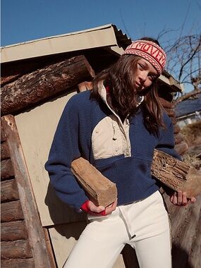 FP Movement Navy Sherpa Pullover